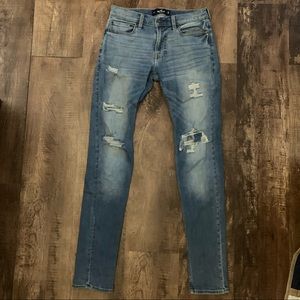Mens Holister Blue Stacked Skinny Jeans